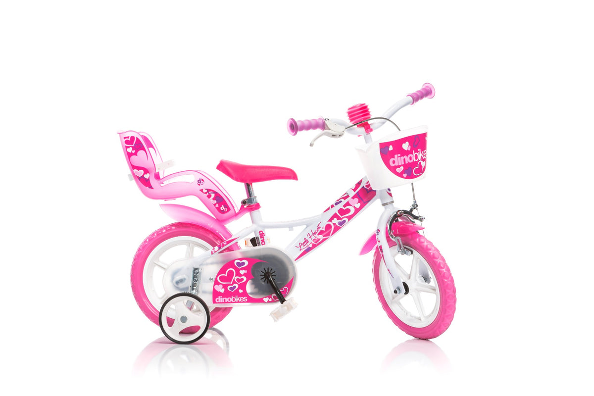 Dino Bikes Little Heart Kinderfiets 12 Inch Meisjes Roze/Wit 12 inch