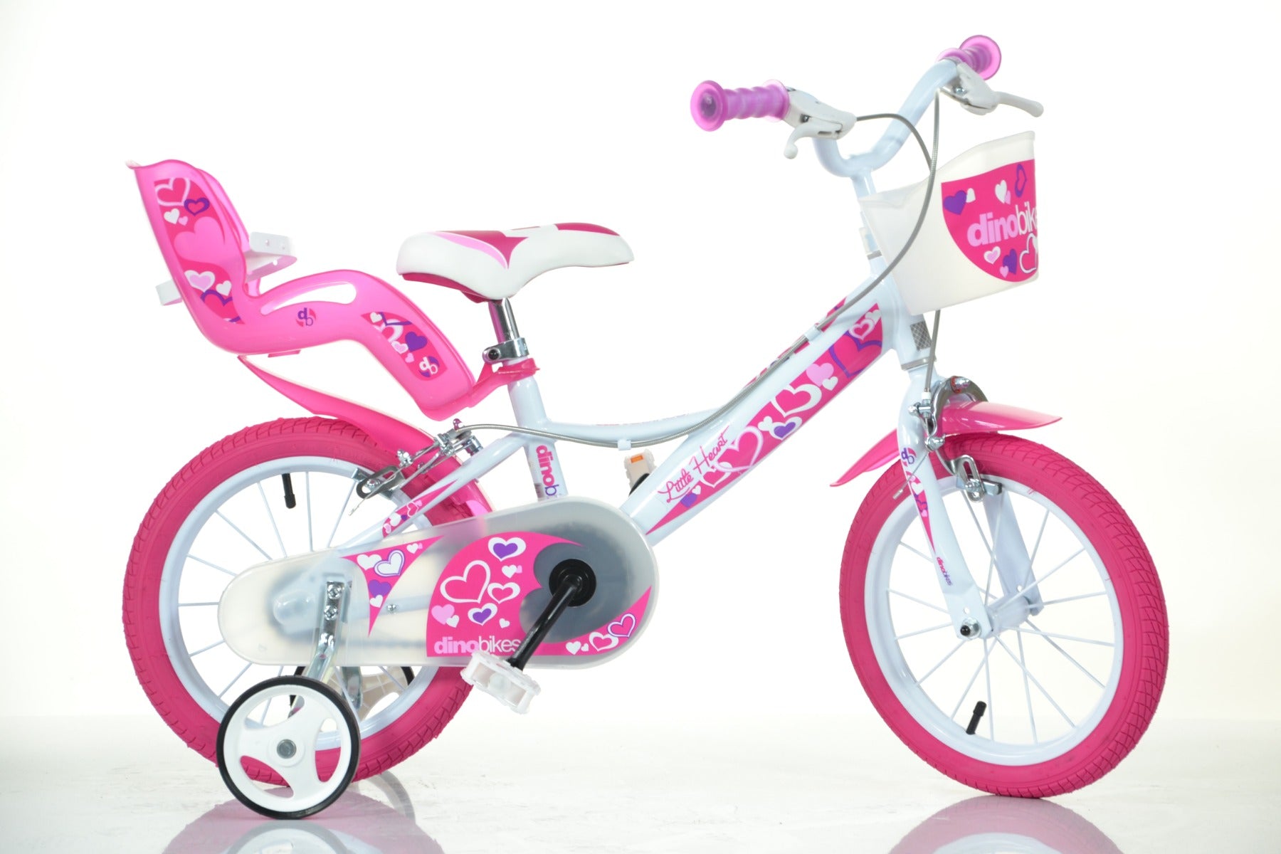 Dino Bikes Little Heart Kinderfiets 14 Inch Meisjes Roze/Wit