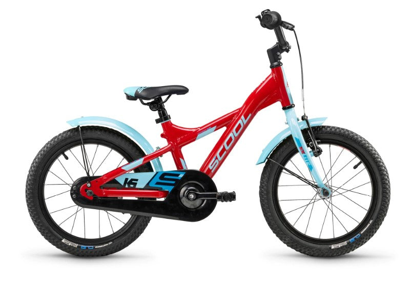 S'COOL XXlite Kinderfiets Rood/lichtblauw 16 inch