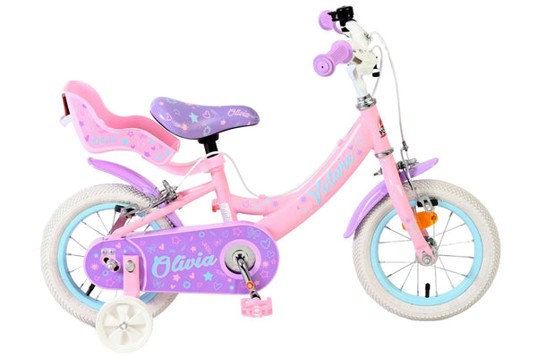 Volare Olivia Kinderfiets - Meisjes - 12 inch - Roze - Twee handremmen 12 inch