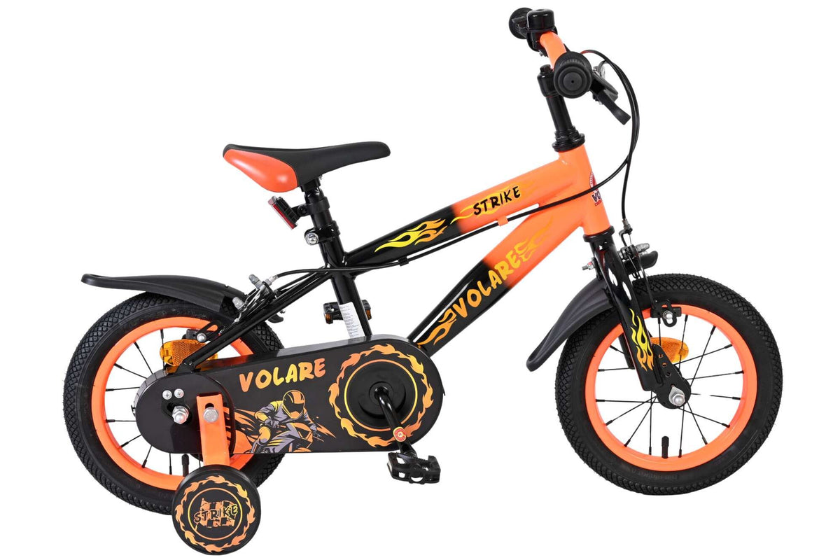 Volare Strike Kinderfiets - Jongens - 12 inch - Zwart Oranje - Twee Handremmen 12 inch (detail)