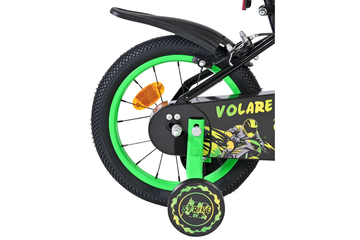 Volare Strike Kinderfiets – Jongens – Twee Handremmen 14 inch Zwart/Groen (detail)