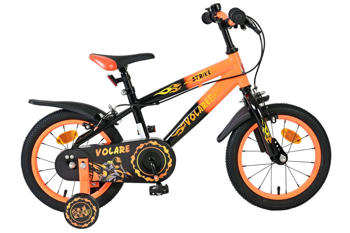 Volare Strike Kinderfiets – Jongens – Twee Handremmen 14 inch Zwart/Oranje