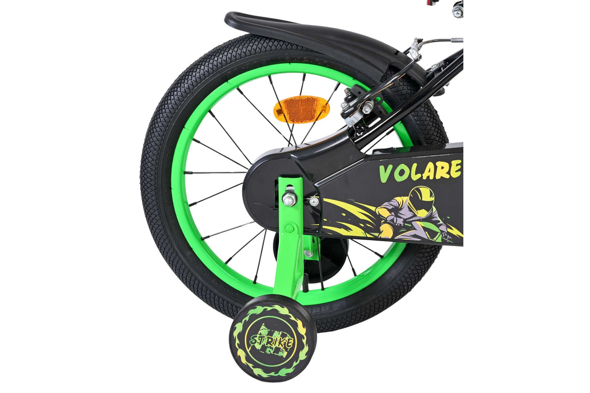 Volare Strike Kinderfiets – Jongens – Twee Handremmen 16 inch Zwart/Groen (detail)