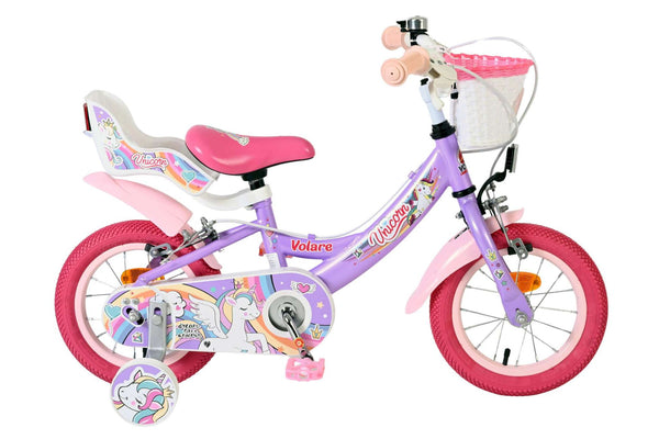 Volare Unicorn Kinderfiets – Meisjes – Twee handremmen 12 inch Paars