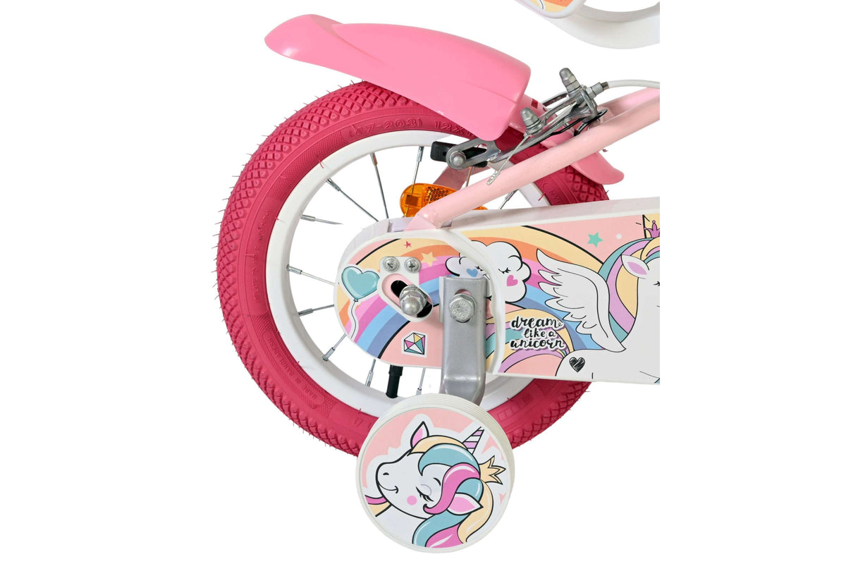 Volare Unicorn Kinderfiets – Meisjes – Twee handremmen 12 inch Roze (detail)