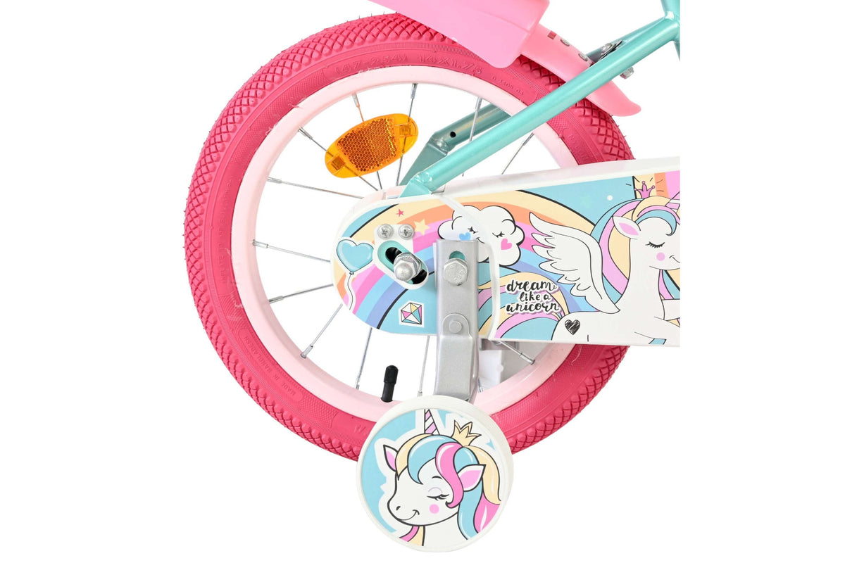 Volare Unicorn Kinderfiets – Meisjes 14 inch Groen (detail)