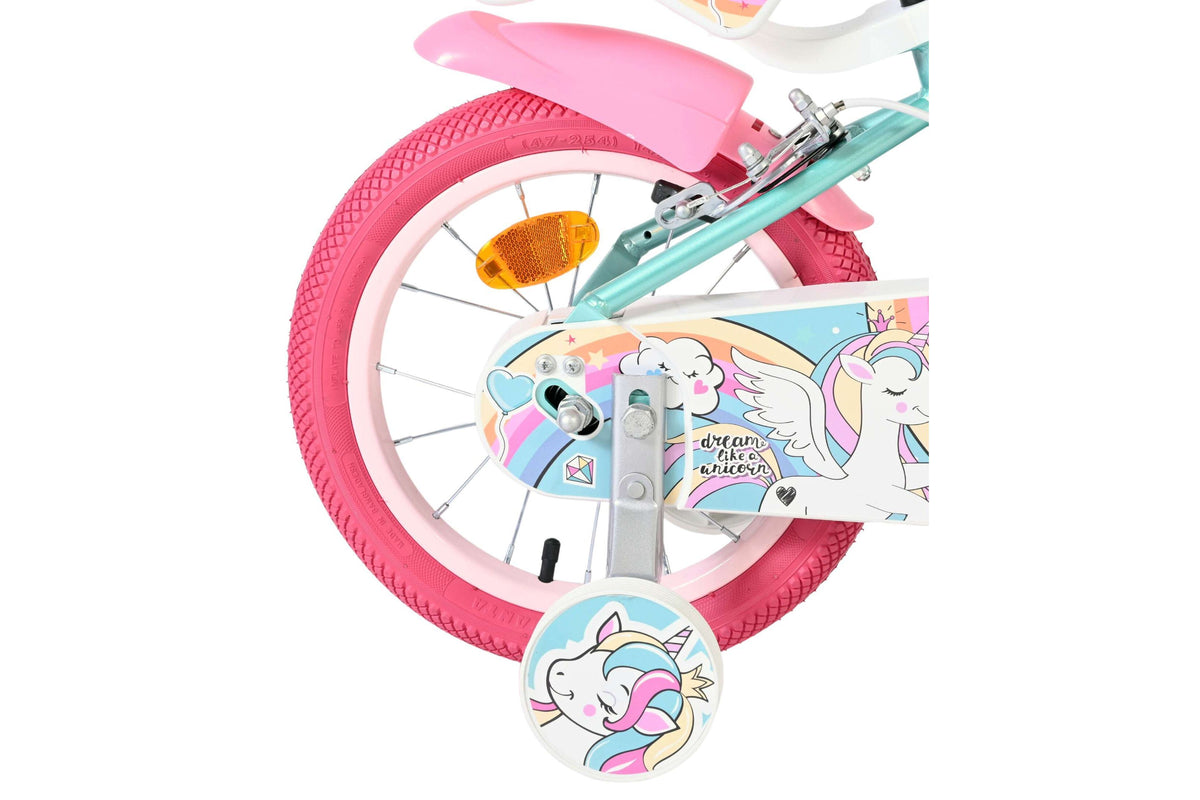 Volare Unicorn Kinderfiets - Meisjes - 14 inch - Groen - Twee Handremmen (detail)