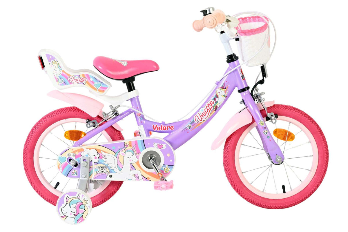 Volare Unicorn Kinderfiets – Meisjes – Twee handremmen 14 inch Paars