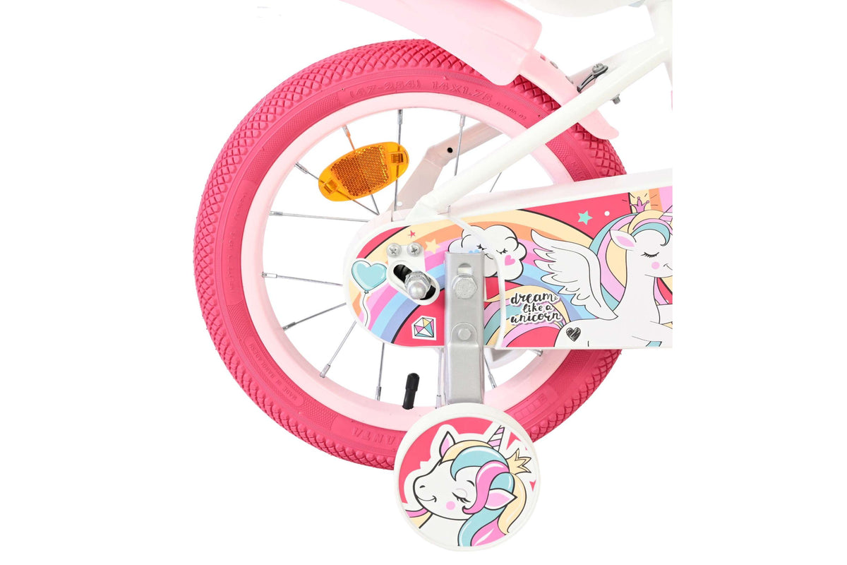 Volare Unicorn Kinderfiets - Meisjes - 14 inch - Wit (detail)