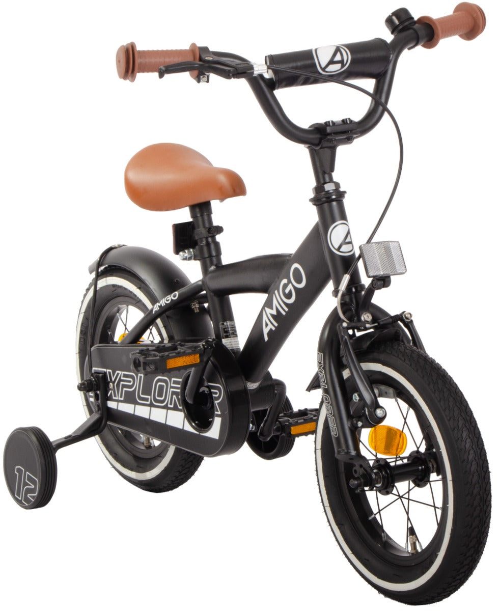 AMIGO Explorer 12 inch Jongensfiets – Zwart/Wit (detail)