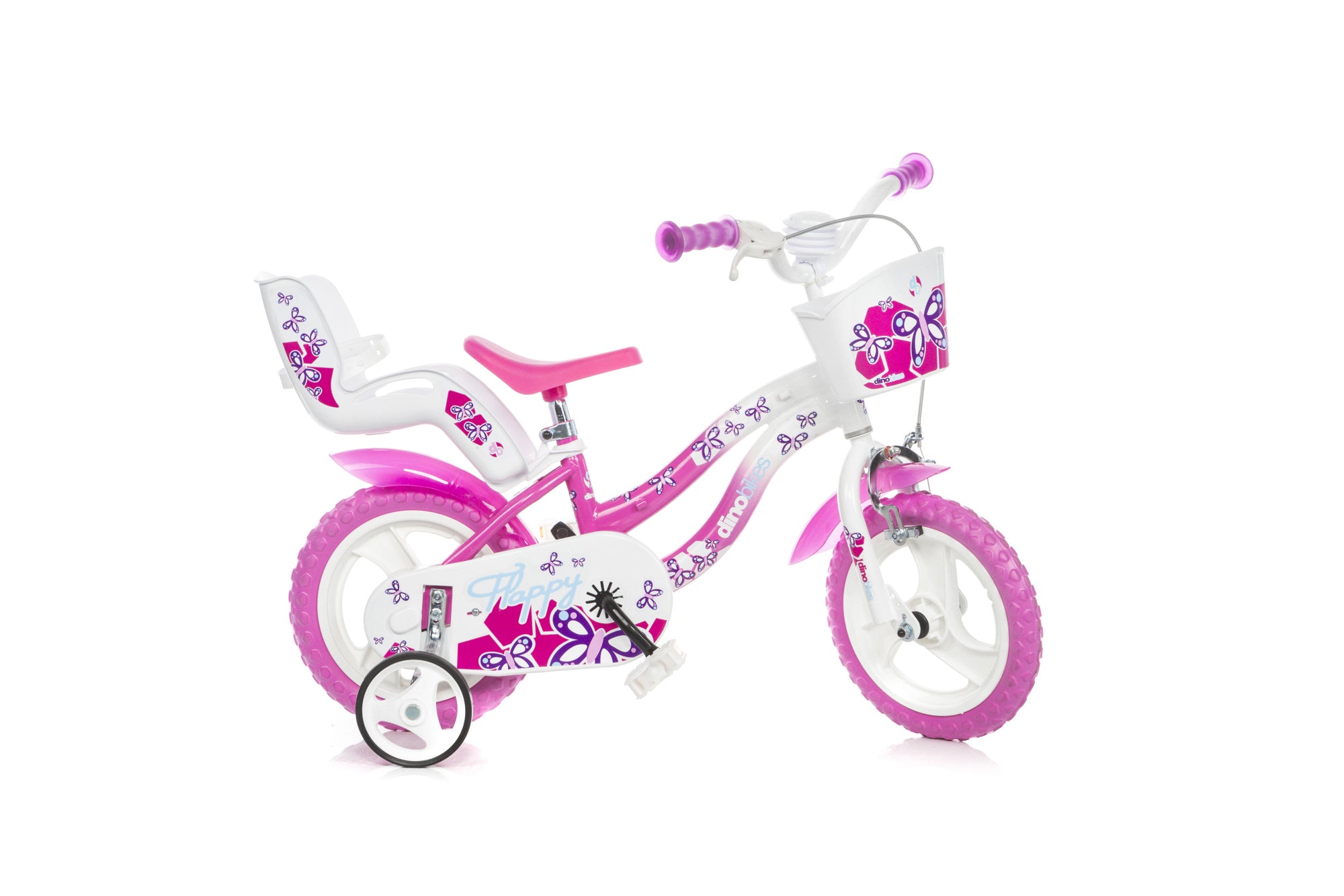 Dino Bikes Flappy 12 Inch Meisjesfiets Wit/Roze
