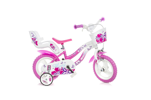 Dino Bikes Flappy 12 Inch Meisjesfiets Wit/Roze