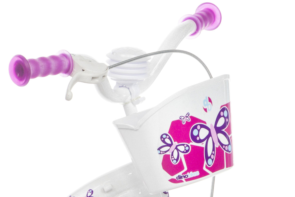 Dino Bikes Flappy 12 Inch Meisjesfiets Wit/Roze (detail)