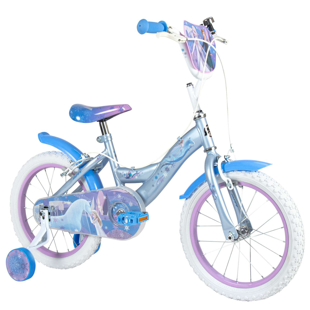 Disney Frozen 2 Kinderfiets - Meisjes - 16 inch - Blauw Paars - Twee handremmen 16 inch (detail)