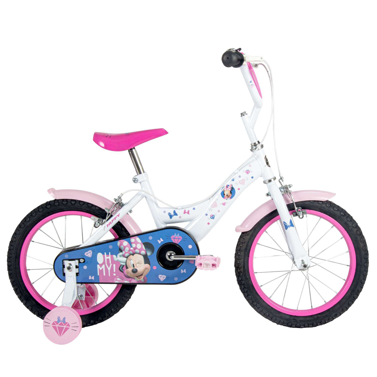 Disney Minnie Mouse Kinderfiets - Meisjes - 16 inch - Wit Roze - Twee handremmen 16 inch