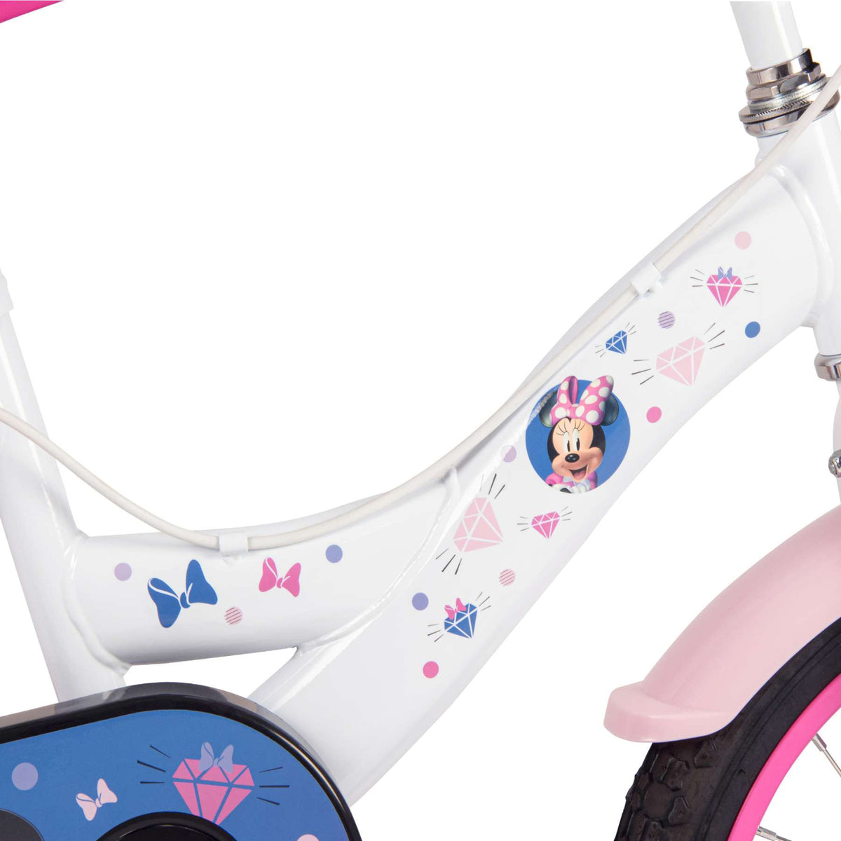 Disney Minnie Mouse Kinderfiets - Meisjes - 16 inch - Wit Roze - Twee handremmen 16 inch (detail)