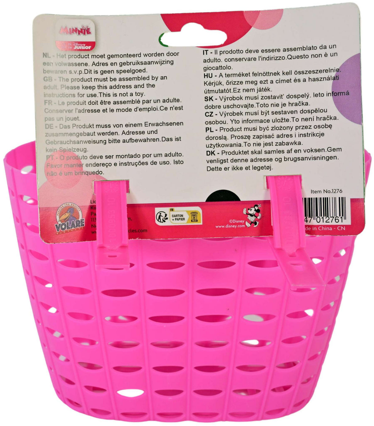 Disney Minnie Mouse Plastic Mandje - Meisjes - Roze (detail)