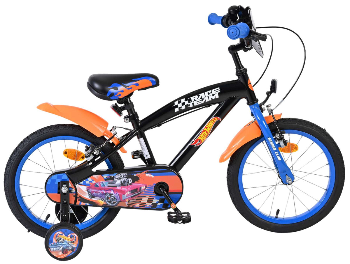 Hot Wheels Kinderfiets - Jongens - 16 inch - Zwart Oranje Blauw - Twee handremmen 16 inch