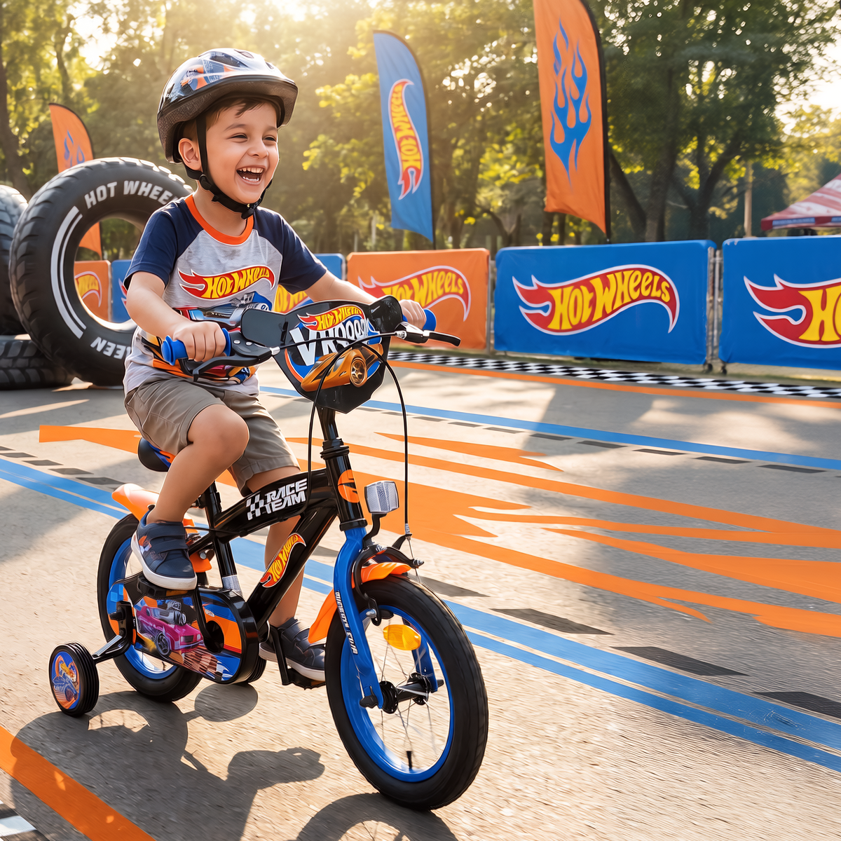 Hot Wheels Kinderfiets - Jongens - 16 inch - Zwart Oranje Blauw - Twee handremmen 16 inch (detail)