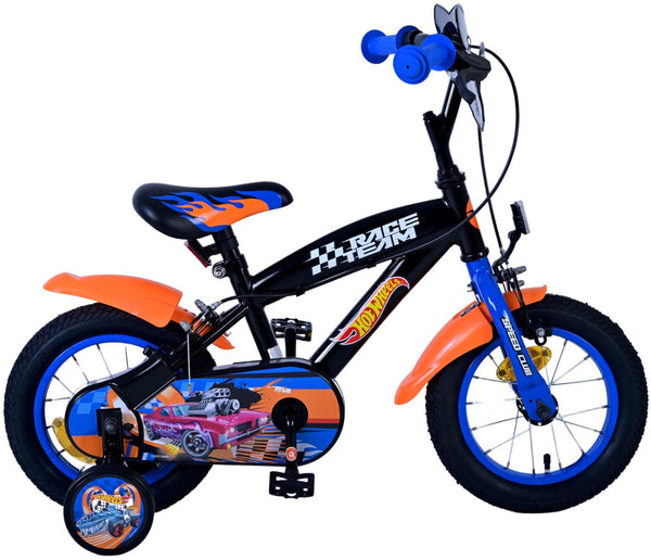 Hot Wheels Kinderfiets - Jongens - 12 inch - Zwart Oranje Blauw - Twee handremmen 12 inch