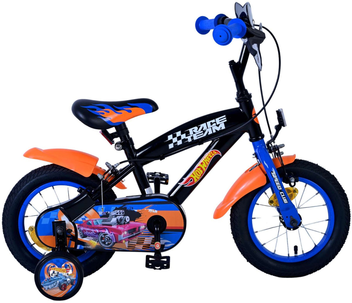 Hot Wheels Kinderfiets - Jongens - 12 inch - Zwart Oranje Blauw - Twee handremmen
