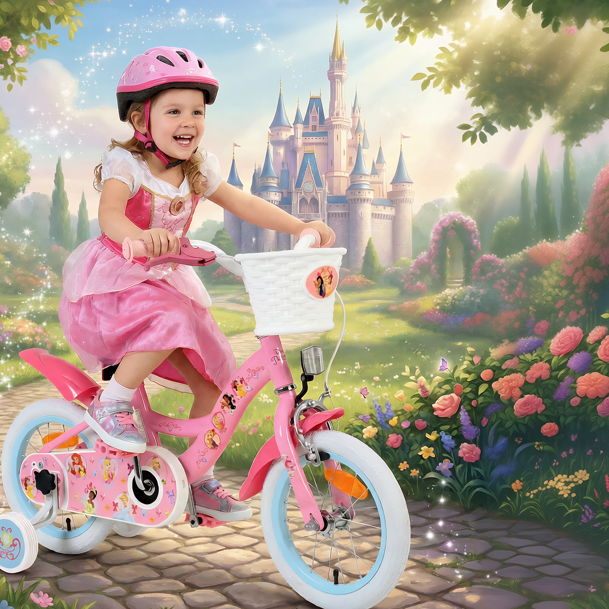 Magic Royals Kinderfiets - Meisjes - 14 inch - Roze - Twee handremmen 14 inch (detail)