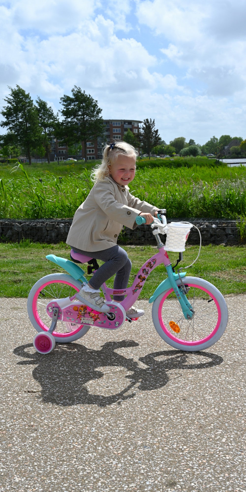 Paw Patrol Kinderfiets - Meisjes - 14 inch - Roze - Twee handremmen 14 inch (detail)