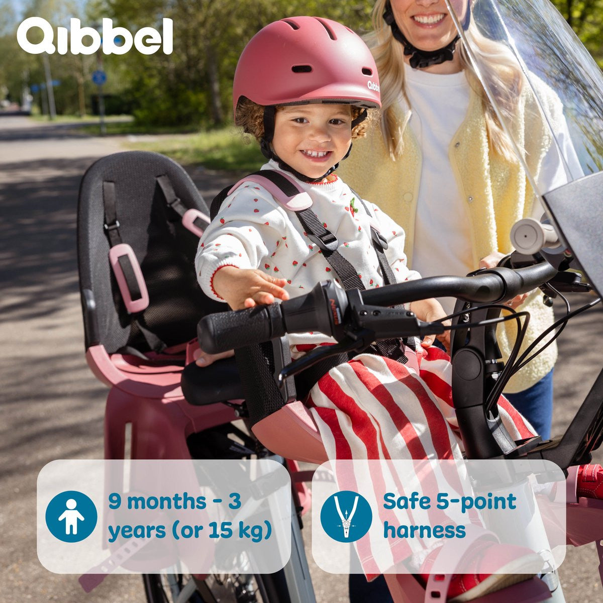 Qibbel Air Fietsstoeltje Voor - Pebble Grey (detail)