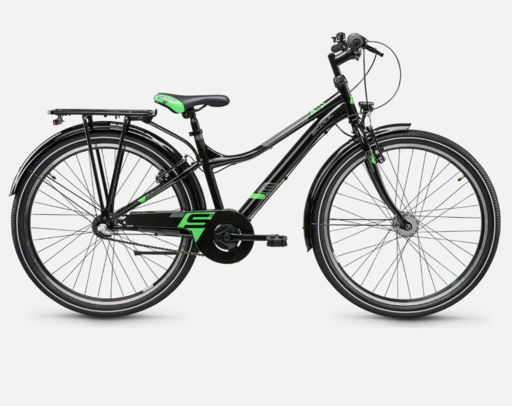 S'COOL troX Steel Kinderfiets 26 inch Zwart/Neon Groen 3-Speed