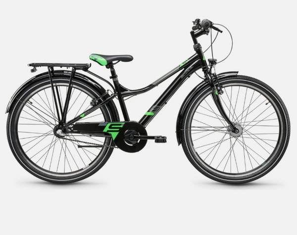 S'COOL troX Steel Kinderfiets 26 inch Zwart/Neon Groen 3-Speed