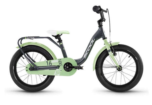 S'COOL niXe kinderfiets Donkergrijs/Pastelgroen-16 inch