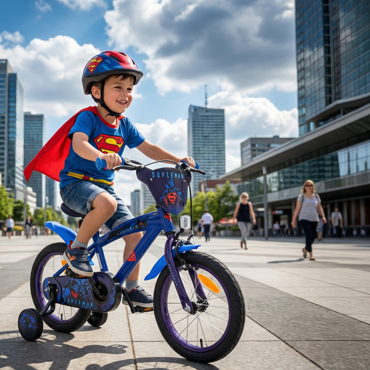 Superman Kinderfiets - Jongens - Mag Wheels - 12 inch - Blauw 12 inch (detail)