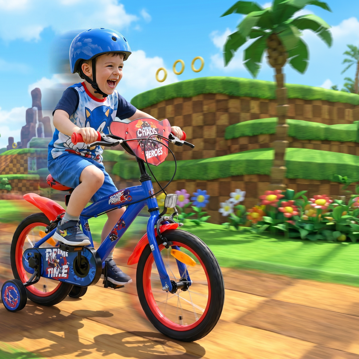 Turbo Crew Kinderfiets - Jongens - 12 inch - Blauw Rood 12 inch (detail)