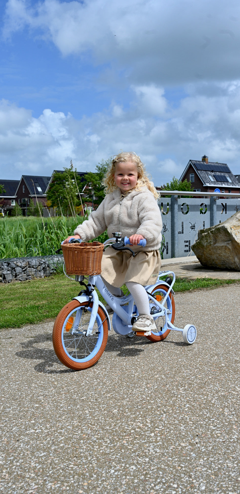 Volare Ashley Kinderfiets - Meisjes - 12 inch - Pastel Blauw - Twee handremmen 12 inch (detail)