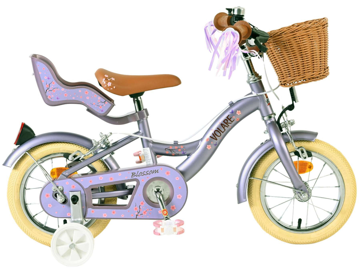 Volare Blossom Kinderfiets - Meisjes - 12 inch - Paars - Twee handremmen 12 inch