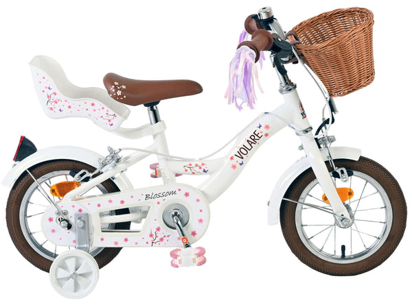 Volare Blossom Kinderfiets - Meisjes - 12 inch - Wit - Twee handremmen 12 inch