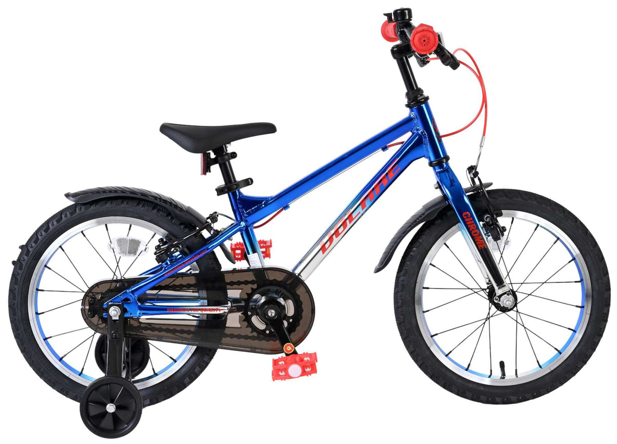 Volare Chrome Kinderfiets - Jongens - 16 inch - Blauw Zilver - Twee Handremmen 16 inch