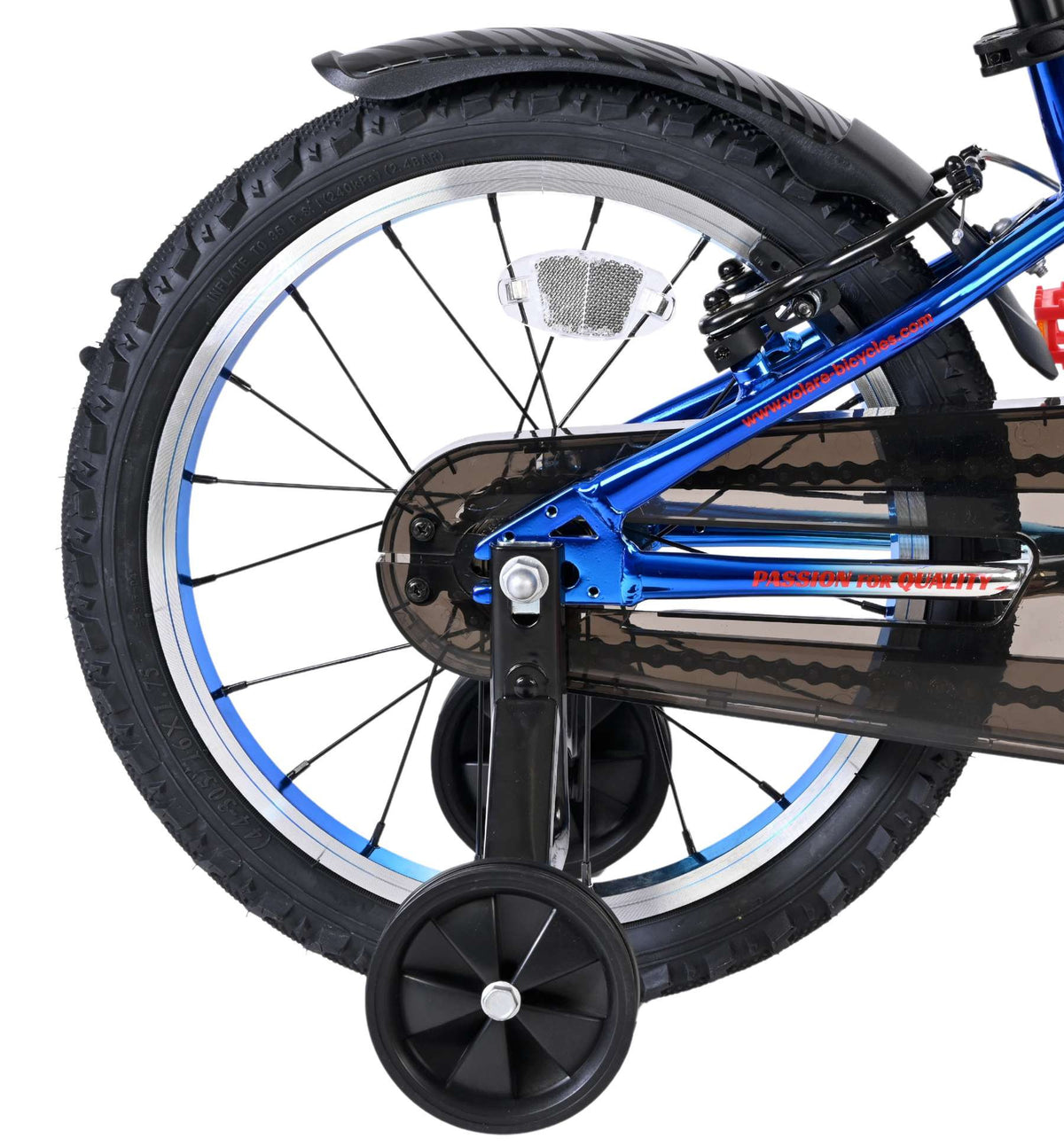 Volare Chrome Kinderfiets - Jongens - 16 inch - Blauw Zilver - Twee Handremmen 16 inch (detail)