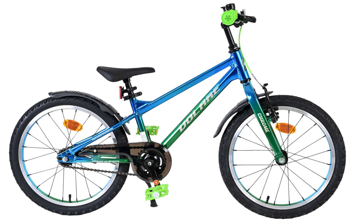 Volare Chrome Kinderfiets - Jongens - 18 inch - Blauw Groen 18 inch