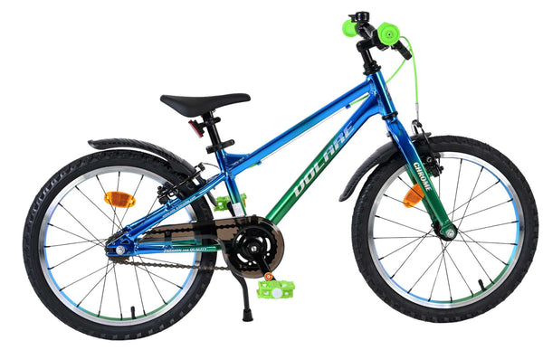 Volare Chrome Kinderfiets - Jongens - 18 inch - Blauw Groen- Twee handremmen 18 inch