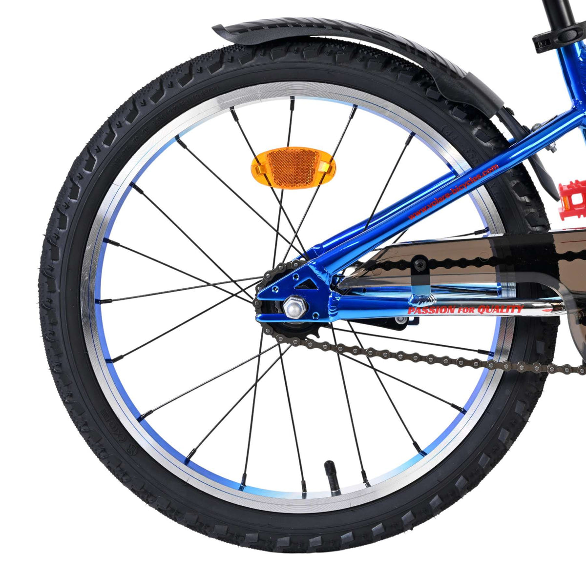 Volare Chrome Kinderfiets - Jongens - 18 inch - Blauw Zilver 18 inch (detail)