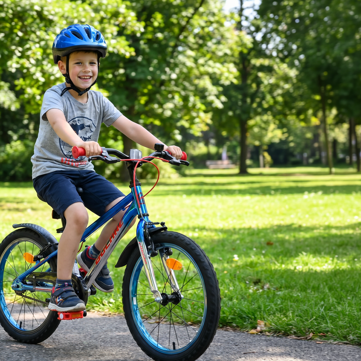 Volare Chrome Kinderfiets - Jongens - 18 inch - Blauw Zilver - Twee handremmen 18 inch (detail)