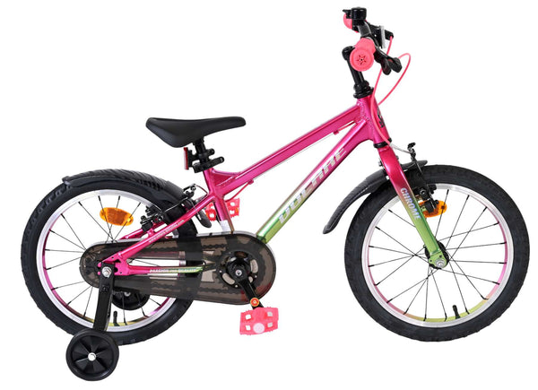 Volare Chrome Kinderfiets - Meisjes - 16 inch - Roze Groen - Twee handremmen 16 inch
