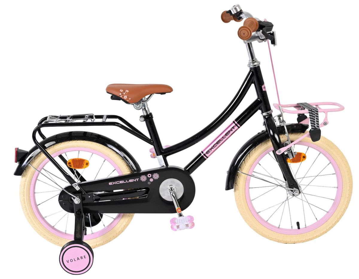 Volare Excellent Kinderfiets - Meisjes - 16 inch - Zwart - 95% afgemonteerd 16 inch