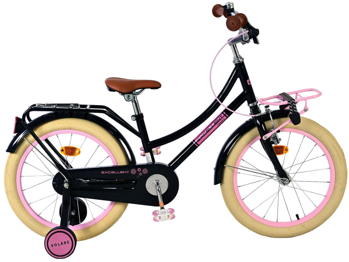 Volare Excellent Kinderfiets - Meisjes -18 inch - Zwart - 95% afgemonteerd 18 inch