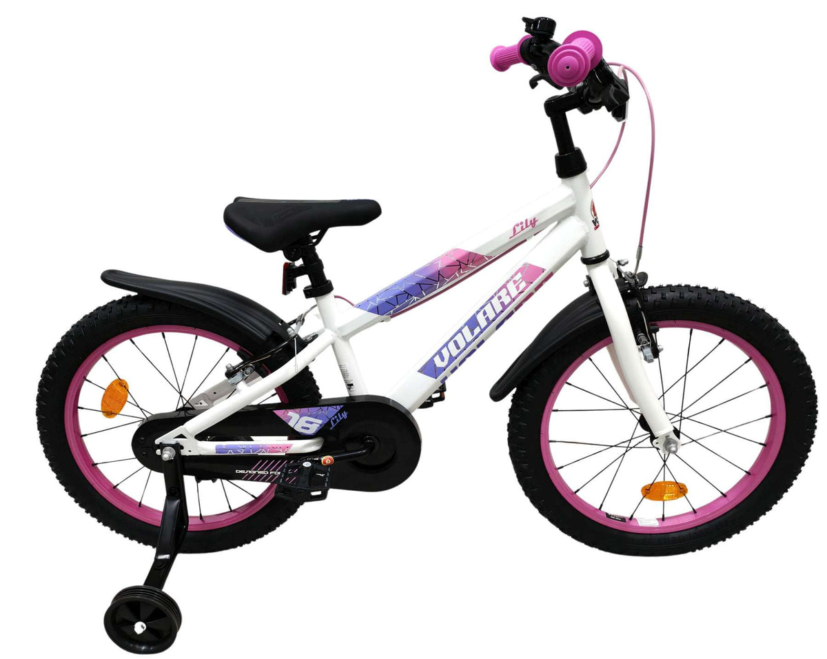 Volare Lily Kinderfiets - Meisjes - 18 inch - Wit Roze Paars - Twee handremmen 18 inch