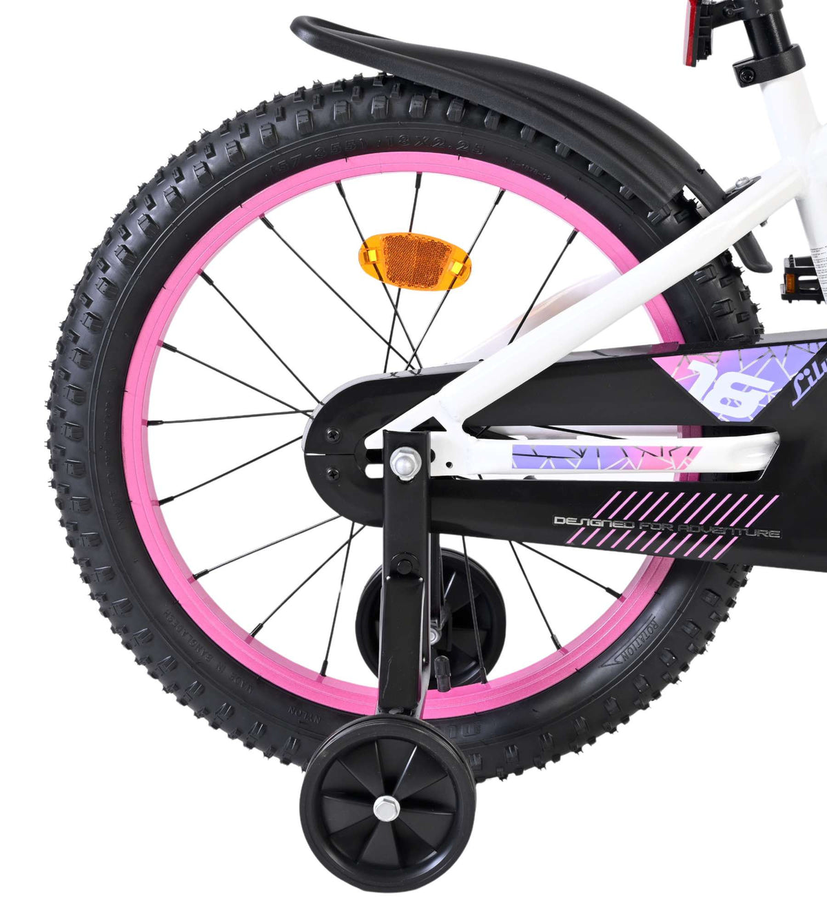 Volare Lily Kinderfiets - Meisjes - 18 inch - Wit Roze Paars - Twee handremmen 18 inch (detail)