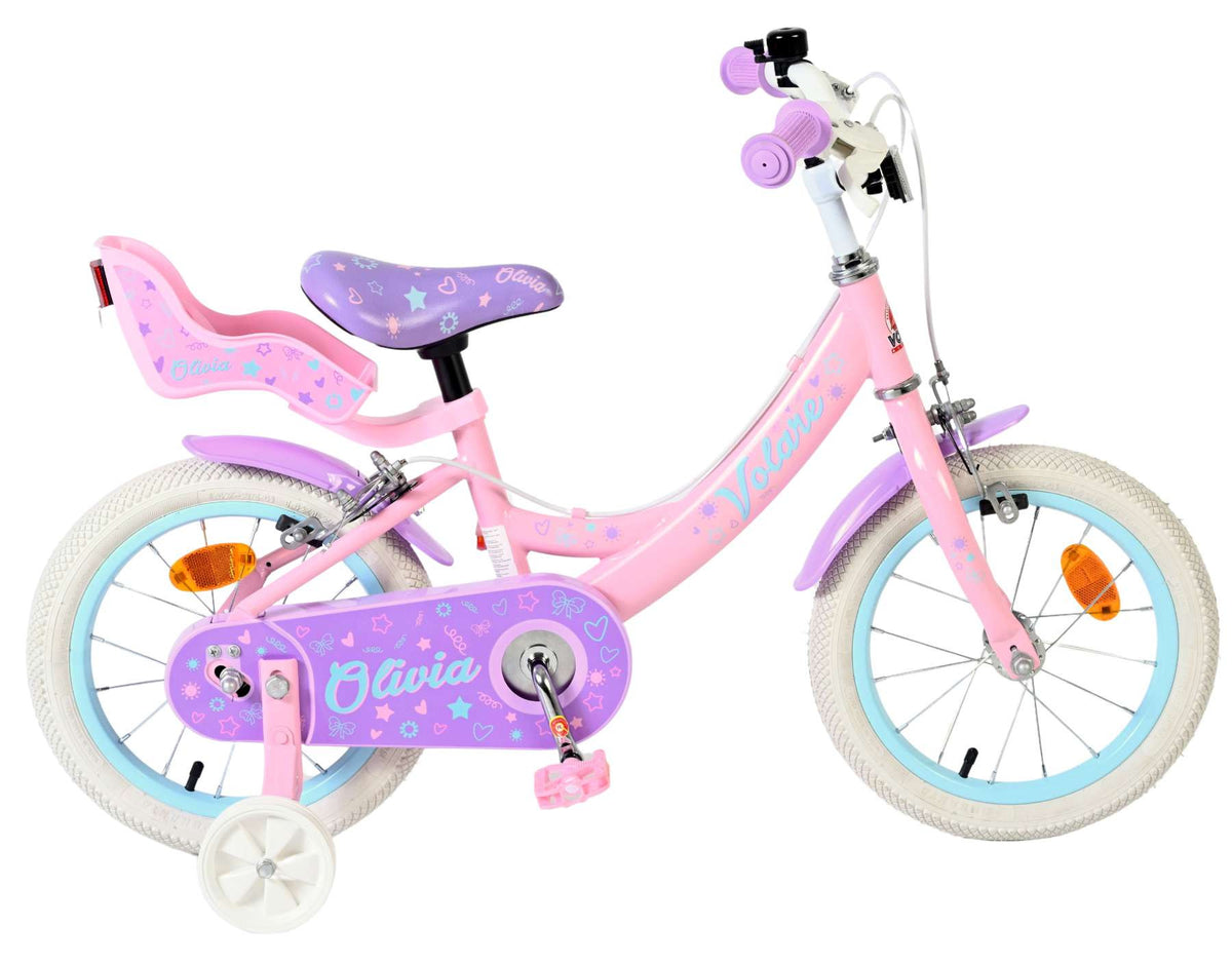 Volare Olivia Kinderfiets - Meisjes - 14 inch - Roze - Twee handremmen