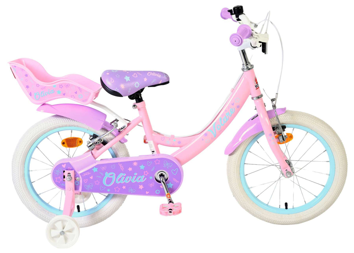 Volare Olivia Kinderfiets - Meisjes - 16 inch - Roze - Twee handremmen 16 inch